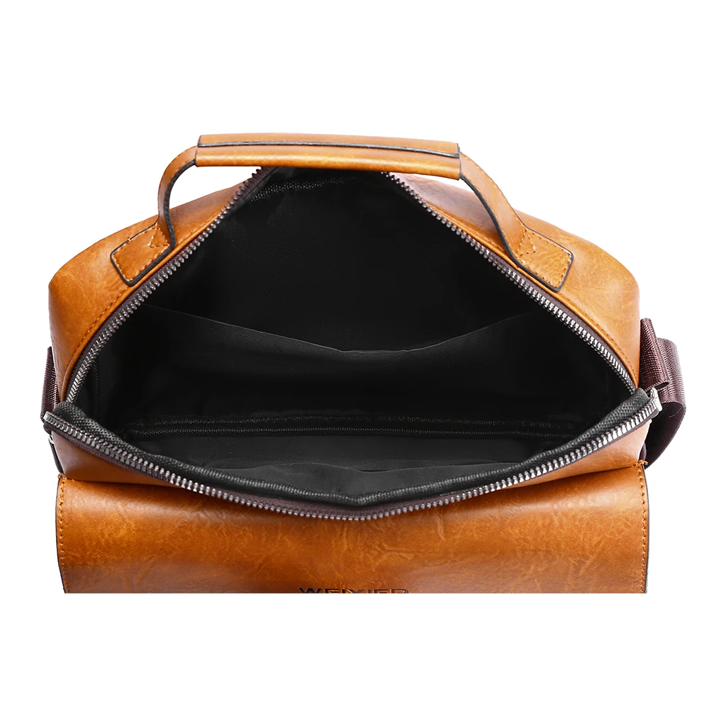 European and American Retro Men's High-quality Business Briefcase Solid Color Large Capacity PU Shoulder Crossbody Bag