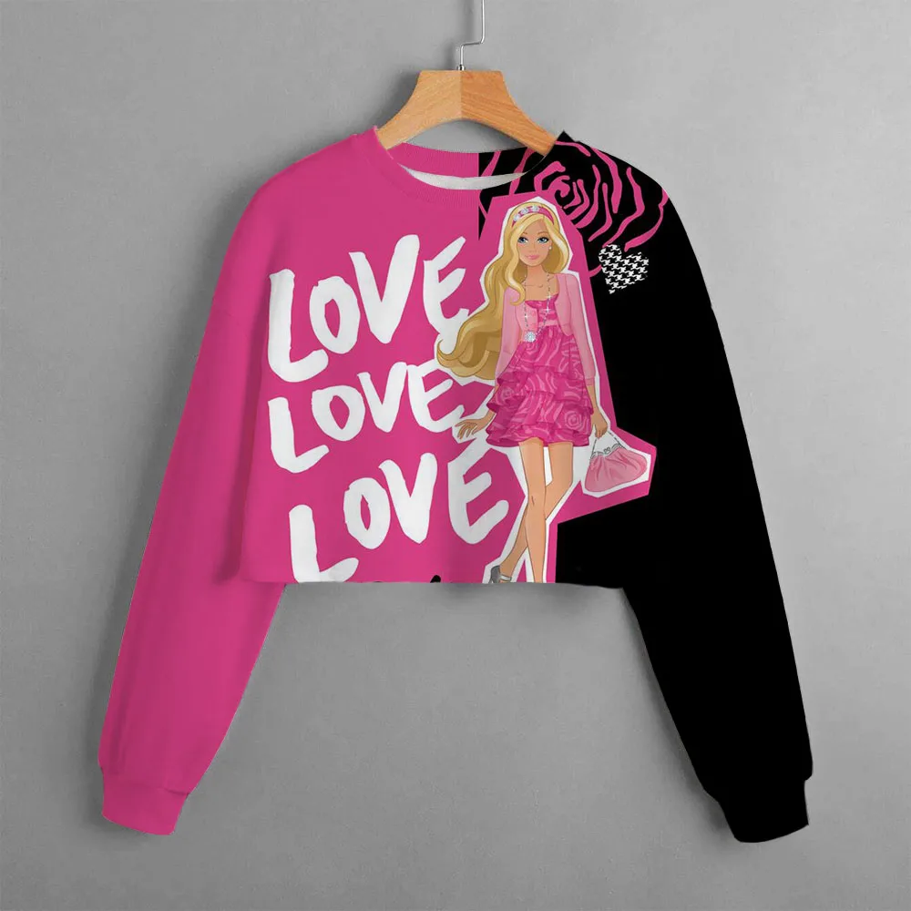 

Barbie Princess printed spring children's T-shirt, children's long sleeved girl's T-shirt pullover, autumn fashion cartoon baby