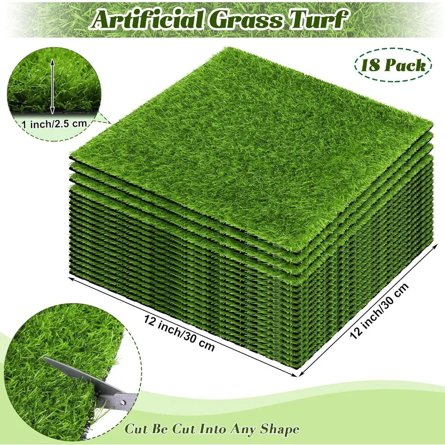 18 قطعة حصيرة من العشب الاصطناعي 12x12 بوصة الحصير المربع العشب الاصطناعي داخلي في الهواء الطلق أرضيات الفناء وهمية العشب التصحيح البلاط Rea #2