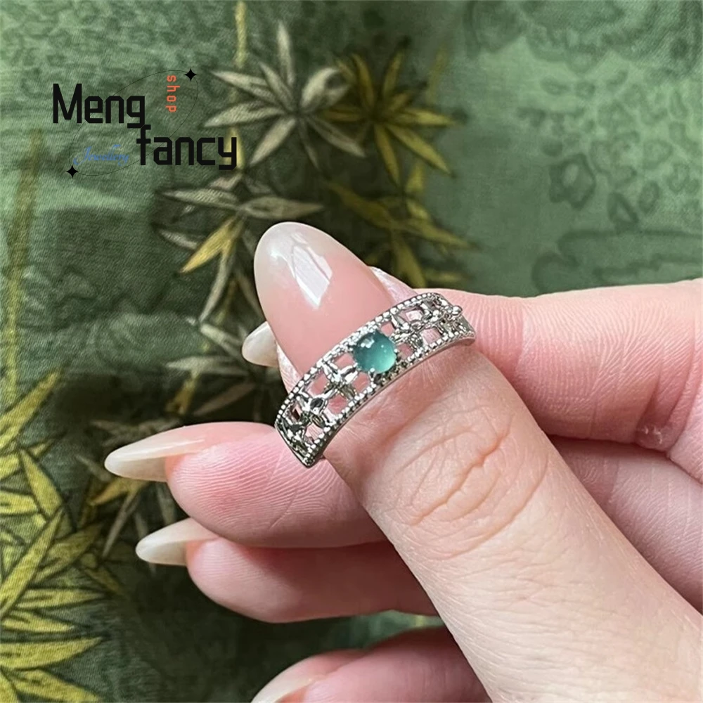 

Natural Jade Ring, A New Chinese-Style Retro Adjustable Index Finger Ring For Women Fashion Exquisite Elegant Jewelry Popular