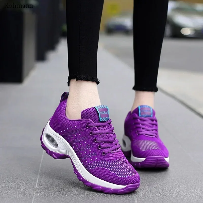 

2025 Spring-Autumn New Mesh Breathable Women's Shoes Casual Single Shoes Trend Platform Sole Heightened Sneakers