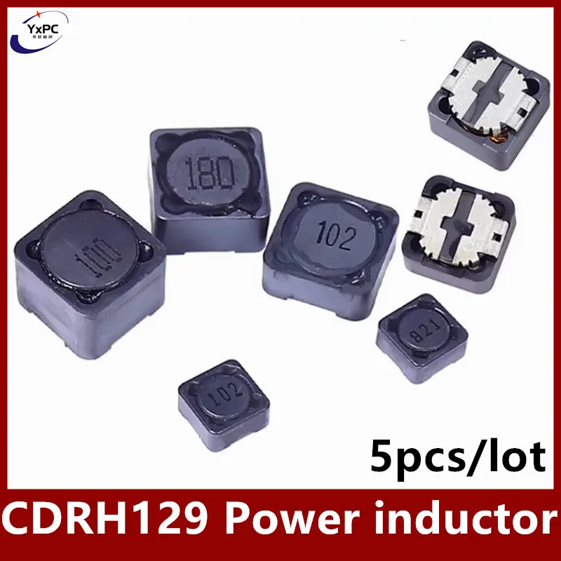 5pcs CDRH129 SMD Power Inductor 12*12*9MM 3.3/4.7/6.8/10/15/18/27/33/39/47/68/100/150/220/270/330/470/680/820/1000/1500U