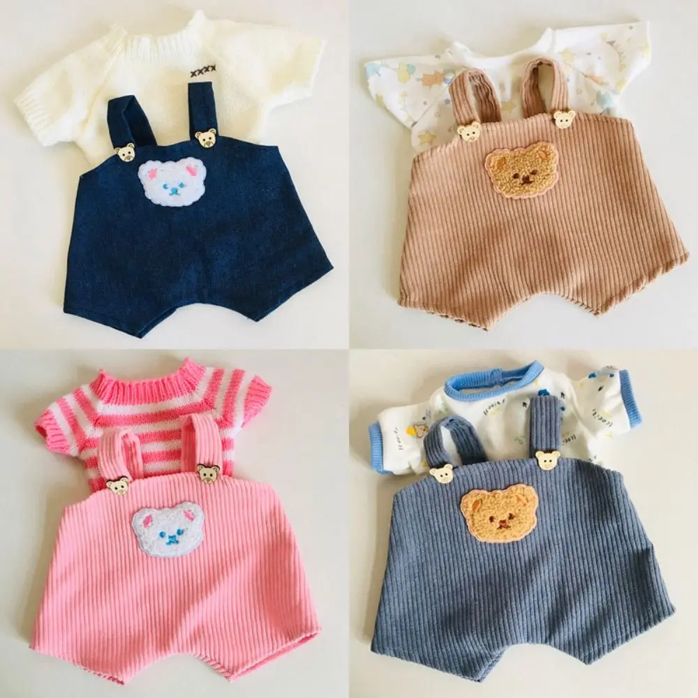 Change Clothes 30cm Doll Clothes DIY Handmade Lina Bear Jointed Bear Dolls Outfit Kawaii Stuffed T-shirt and Suspenders Suit