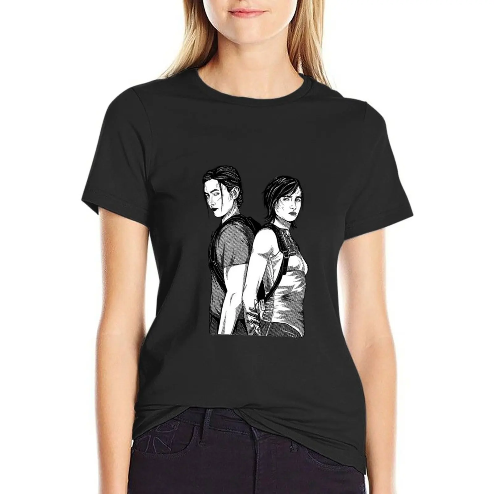 

Abby Anderson Ellie Williams T-Shirt summer tops blacks Short sleeve tee vintage clothes Women tops