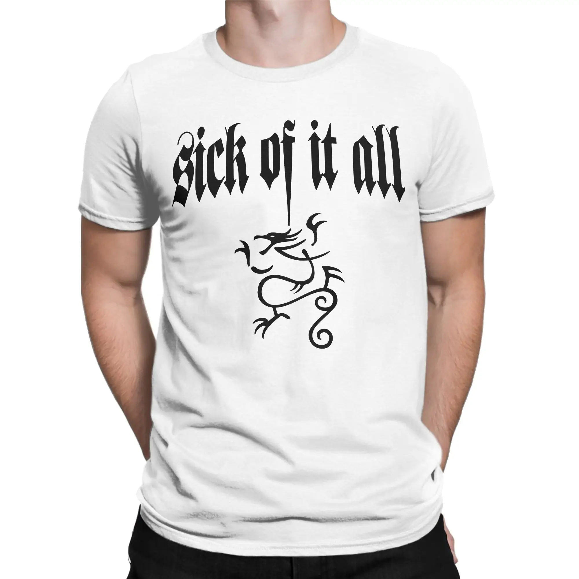 Sick Of It All Dragon for Men Women T Shirts Punk Rock Leisure Tee Shirt Short Sleeve Round Collar T-Shirt Cotton Clothing