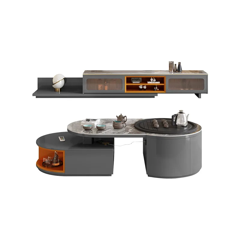 

Rock Board Coffee Table, Living Room, TV Cabinet Combination, Tea Tray, Kung Fu Tea Table, Tea Brewing Table Integrated