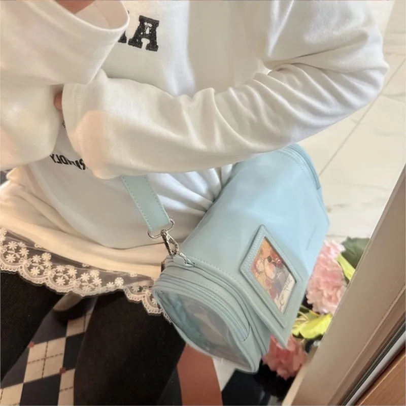 

JIAERDI милая однотонная сумка на плечо женская кожаная сумка через плечо большой вместимости женская сумка с значком аниме двусторонняя сумка Ita