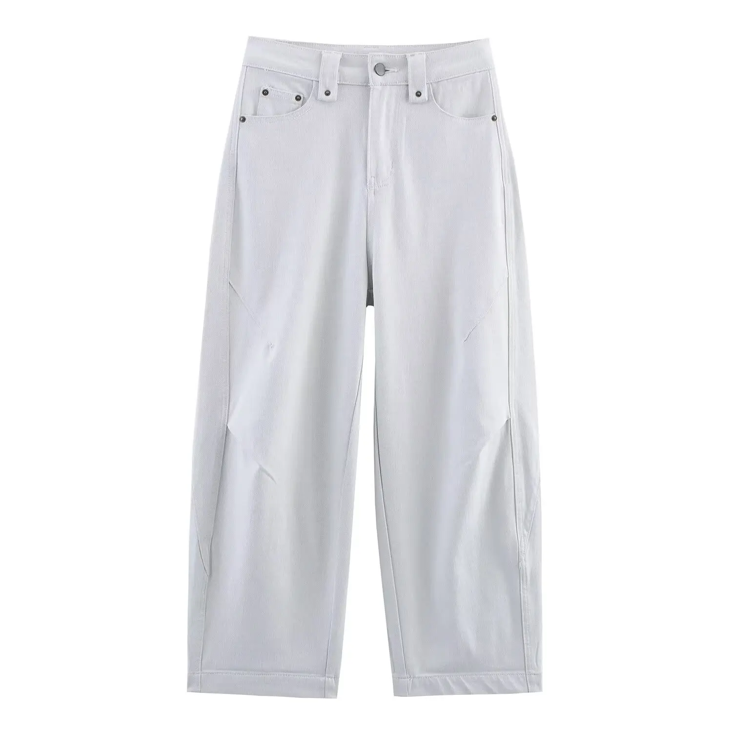 

Summer 2025 Women's Loose Wide Leg Jeans High Waist Zipper Closure Casual Pure Color Versatile Knife Long Pants