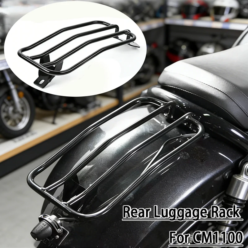 

Motorcycle Gloss Black Heavy Duty Rear Luggage Rack Bracket Support Shelf For Honda Rebel CM1100 CMX1100 2021-2023 DCT ABS 2022