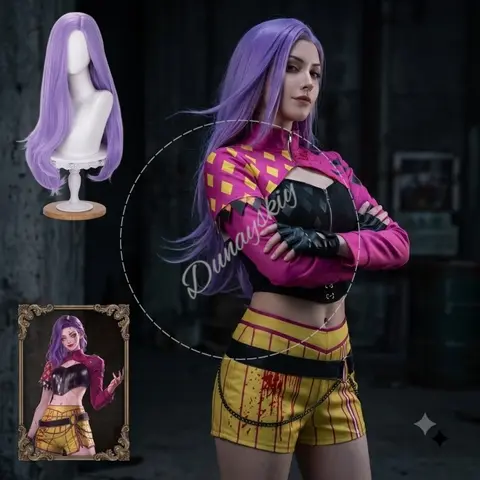 Punk Coat DBD Cosplay Mina Purple Wigs Costume Fashion Y2K Battle Suit Anime Game Shorts Belt Gloves Halloween Christmas Party