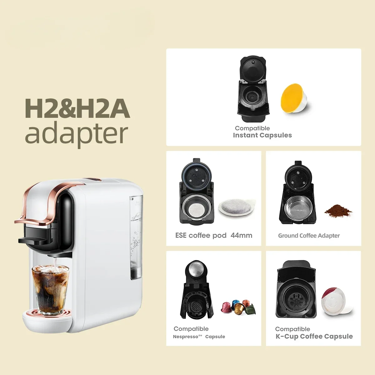 Adaptador de café DMH-DMH1Pcs para HIBREW 514 H2&H2A k-cup/ caffitaly/ lavazza/ese