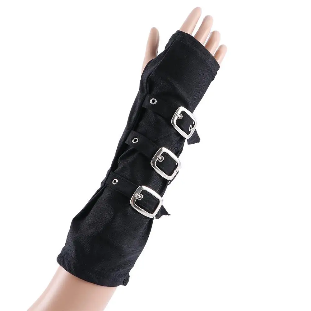 Unique Korean Outdoors Fashion Accessories Cosplay Milk Silk Hip hop Punk Wristband Half-finger Gloves Arm Cover Belt Rivet