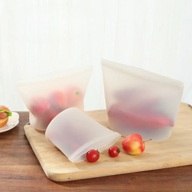 

3PCS Silicone Food Storage Bag Reusable Stand Up Zip Bag Leakproof Containers Fresh Bag Food Storage Bag Fresh Wrap Ziplock Bag