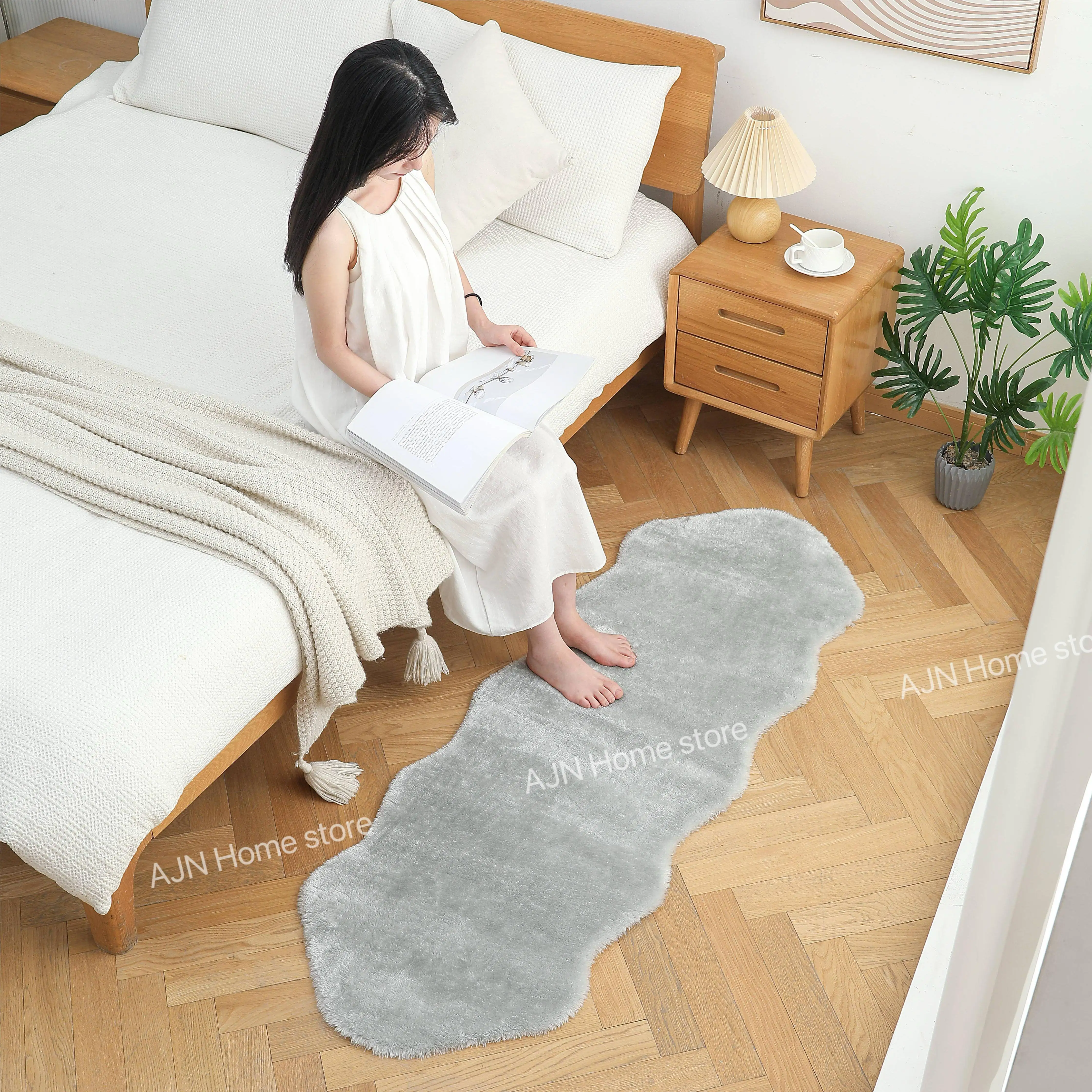 1PC 55X160CM Lambskin fleece soft machine washable bed rug & sheepskin carpet living room sofa home rug