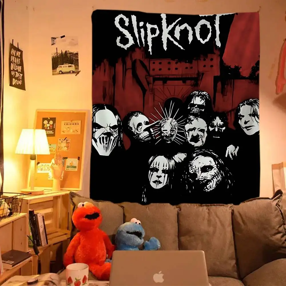Tapiz de dibujos animados de banda S-SlipKnoter, tapices de pared bohemios, hojas para colgar en la pared de Mandala, 1 ud.