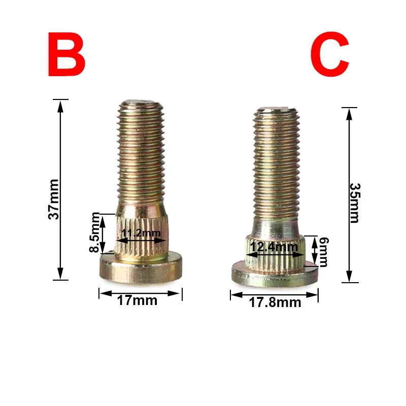 4 Pcs/lot Spline Screw M10*1.25 Wheel Hub Stud 10.9 Steel For ATV UTV Buggy Kart Quad Bike Accessories