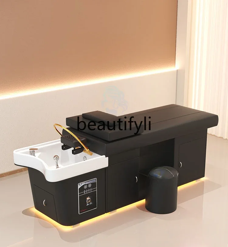 

SS Thai hair treatment shampoo bed water circulation fumigation with LED light high-end shampoo bed water heater