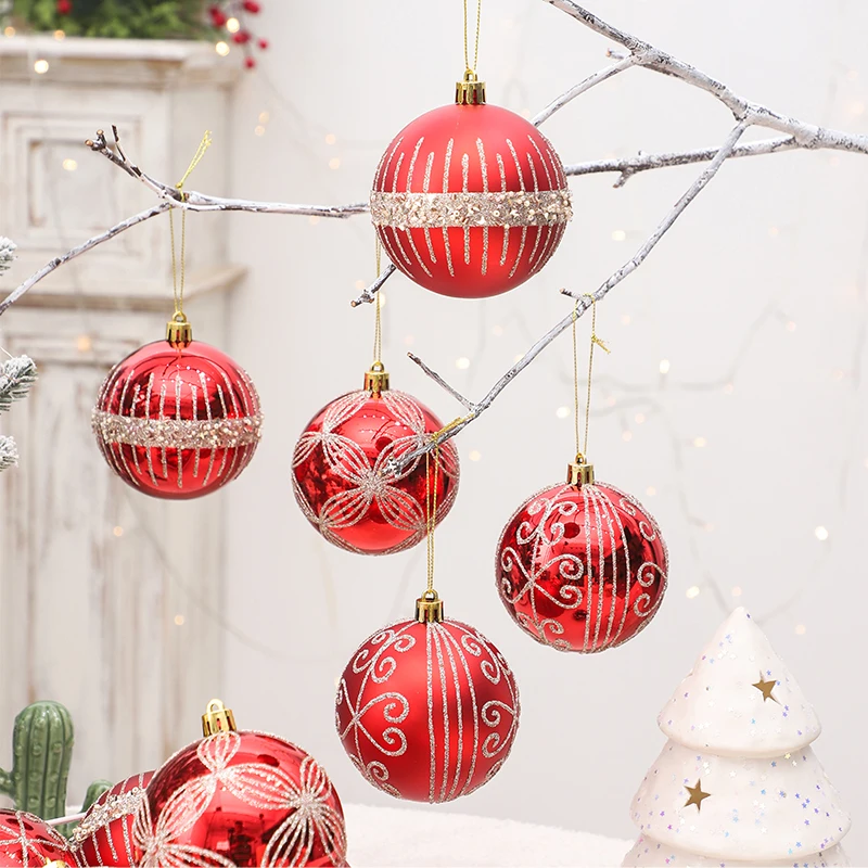 Set di ornamenti per palline di natale per animali domestici da 8CM/6 pezzi, palla di ornamenti appesi per alberi di natale per artigianato fai da