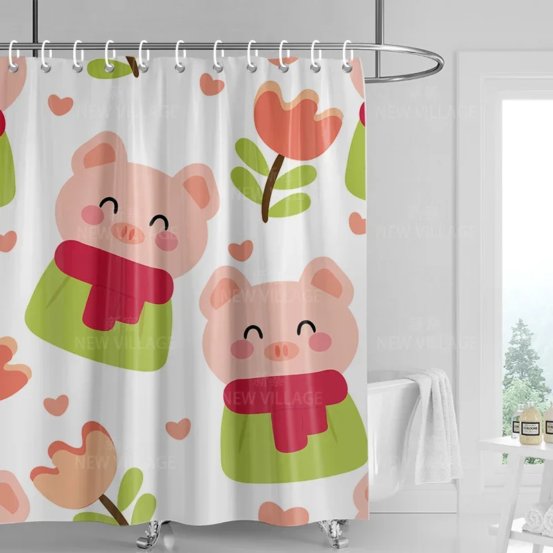 

Home shower curtains bathroom Decora waterproof fabric non-slip bathmat water absorption curtain Modern nordic simple animaXT6@！