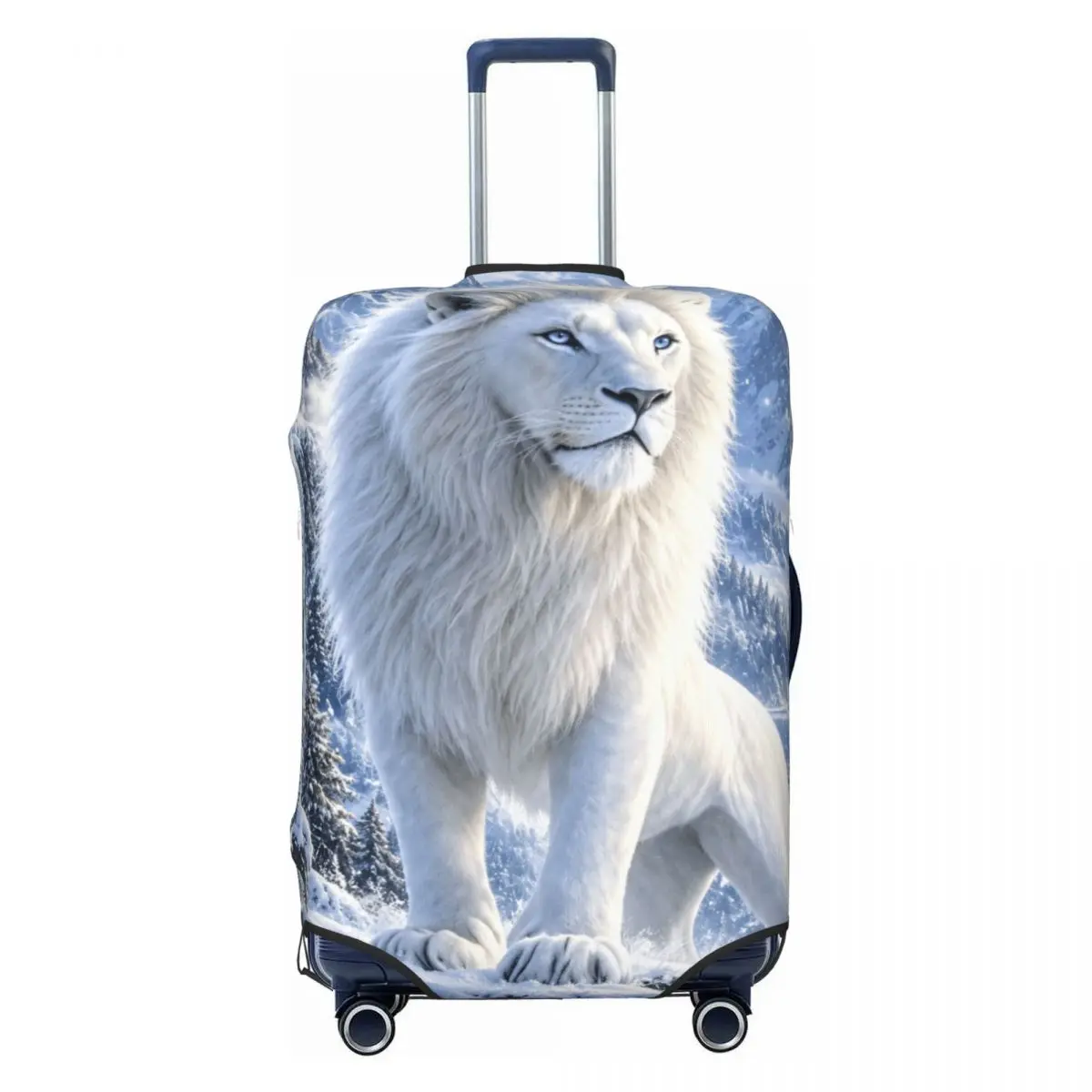 White Lion Single Digital Printed Suitcase Cover Flight Practical Luggage Case Travel Protector