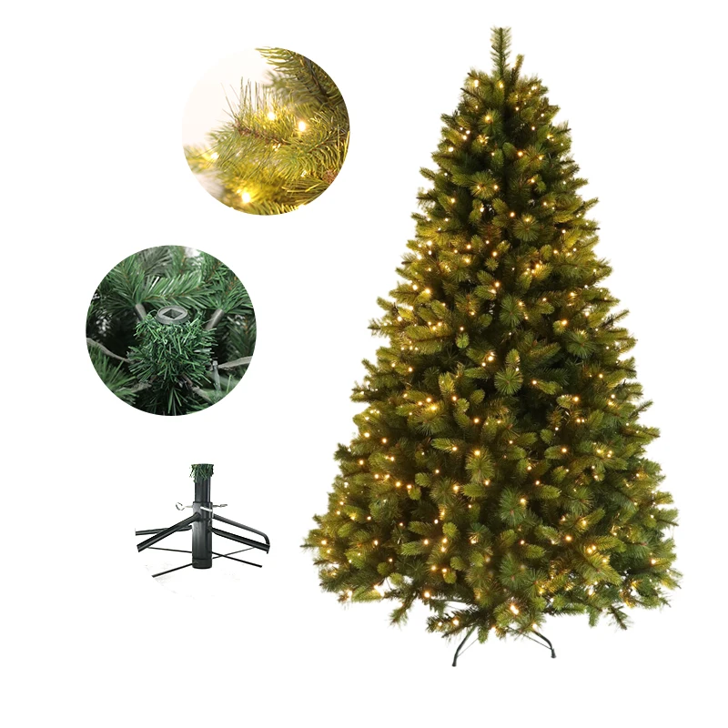 

2023 New Mixed Leaf Christmas Decorative Tree with Warm White LED Lights Outdoor Decorative Tree