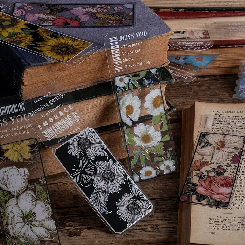 4pcs Retro Flower Butterfly Bookmark PVC Matte Reading Book Mark Vintage Reading School Classroom Library Student Supplies