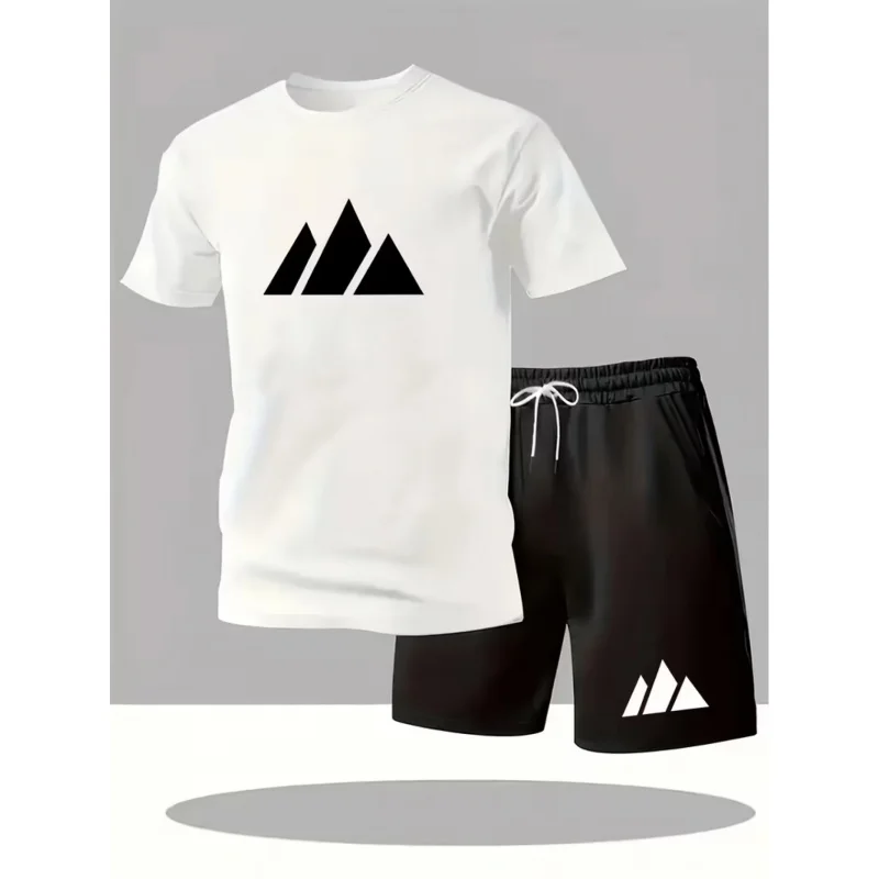 

2026New Summer Men's Short Sleeve Shorts Sports Suit Fashionable round-neck casual trendTT-shirt and shorts two-piece set