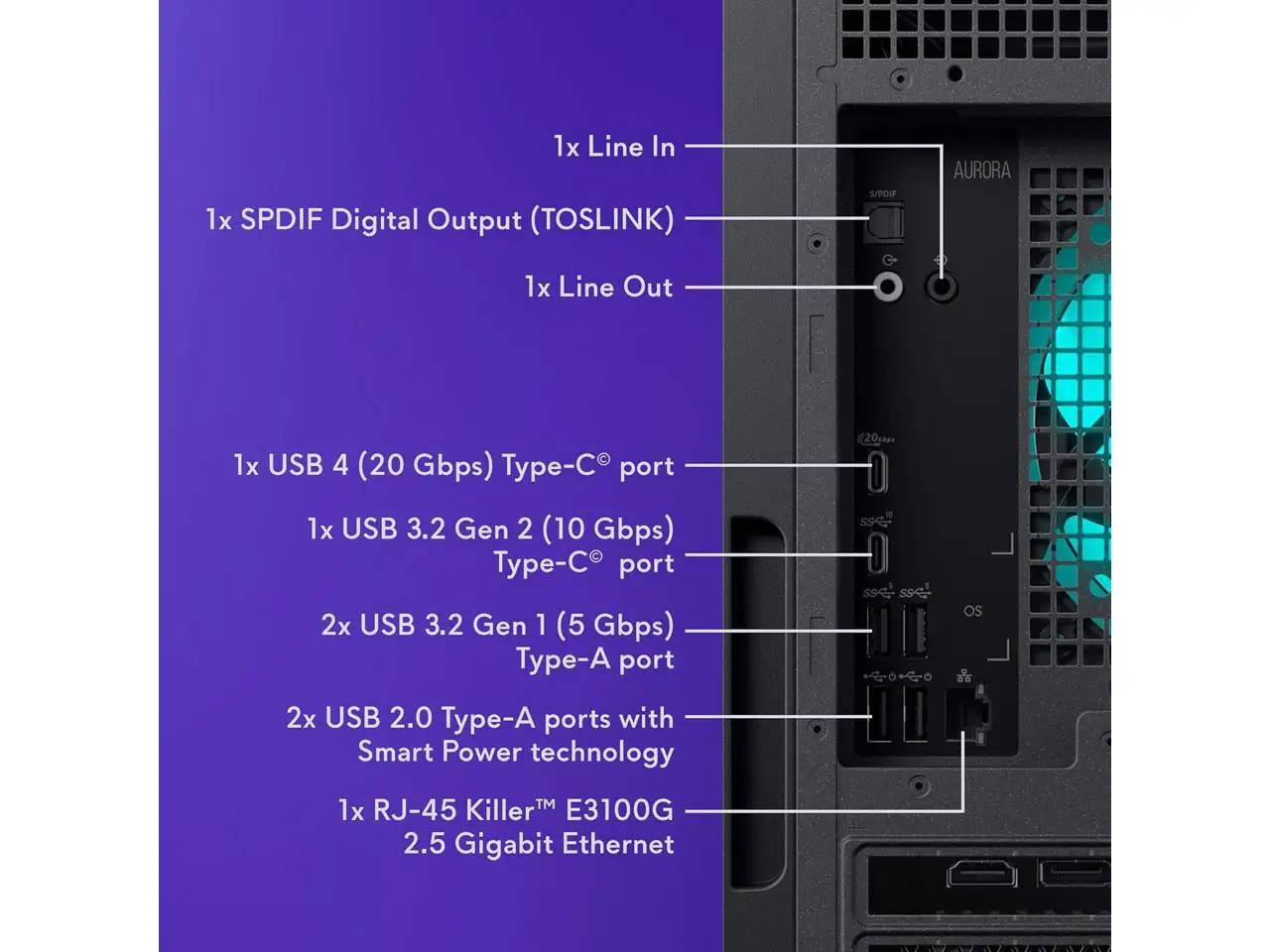 Alienware - Aurora Gaming Desktop - Intel Core Ultra 7 265F 2025 - 32GB Memory - NVIDIA GeForce RTX 5060 Ti 8GB - 1TB Storage - Black view 5