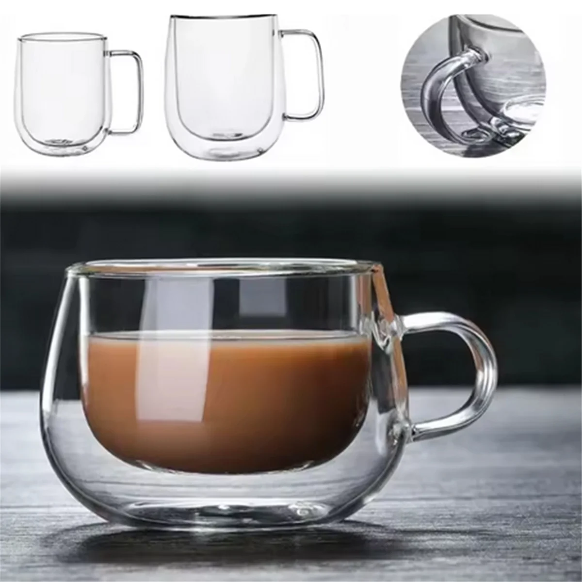 A14M Double Wall Glass TeaCup Transparent Coffee Milk Water Mug High Borosilicate Teaware Drinkware Kitchen 350ml