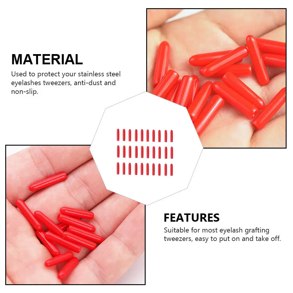 100pcs Silicone Tweezer Covers Red Non-Slip Dustproof Small Size For Eyelash Extension Tools Protective Caps Compatible With