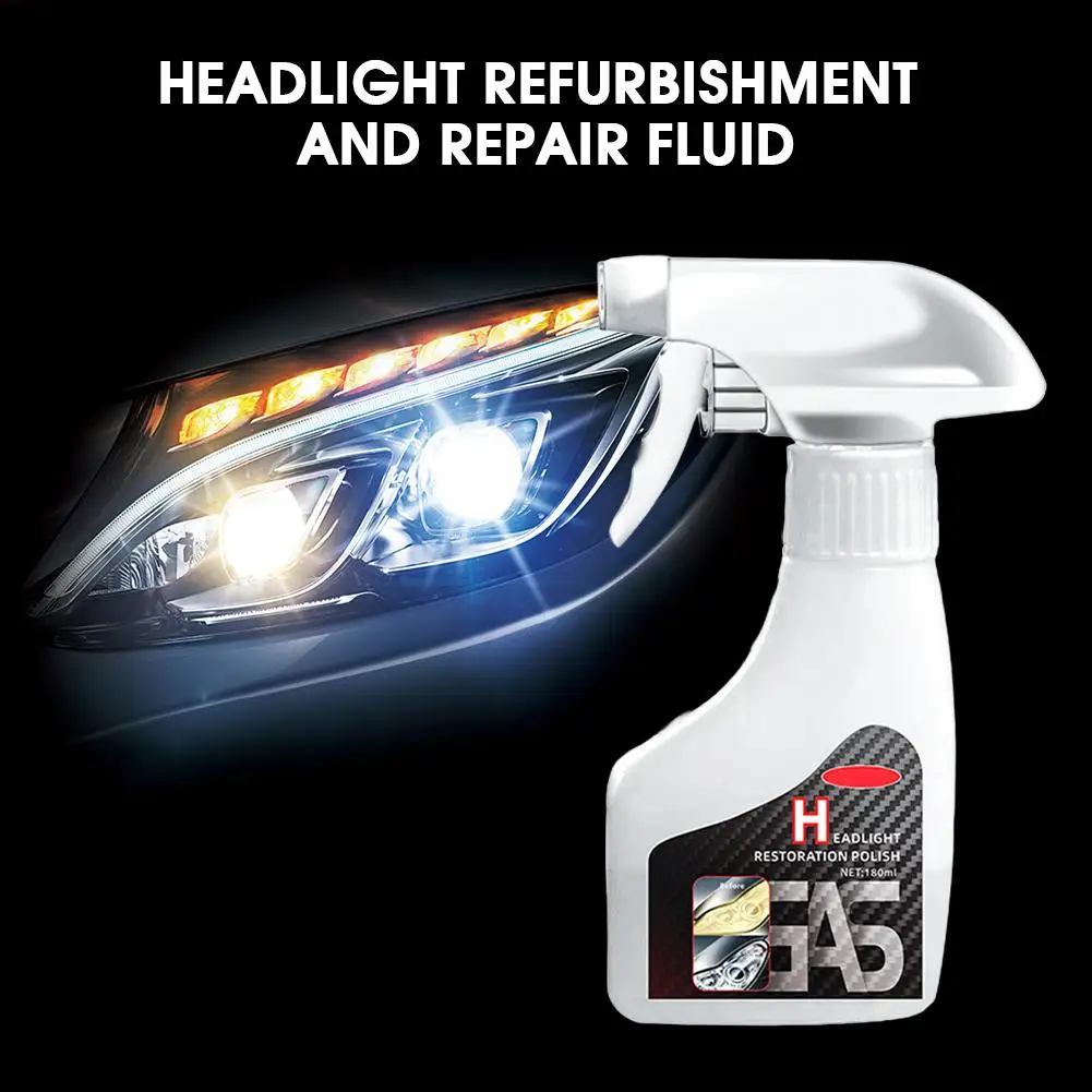 180ml Professional Car Headlight Refurbishment Repair Cleaning Cleaner With Tool Coating Fluid Agent Scratch-Resistant Poli H8P6