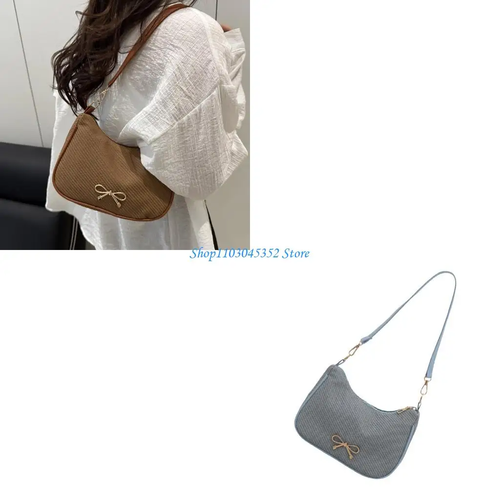 

Fashionable Women's Shoulder Bag Stylish Ladies Armpit Bag Bows Decors Handbag