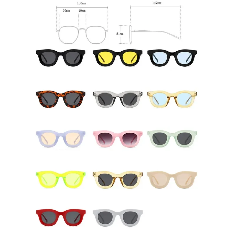 Fashion Concave Round Sunglasses for Women Brand Designer Small Sun Glasses Men Vintage Hip Hop Yellow Blue Punk Eyewear UV400