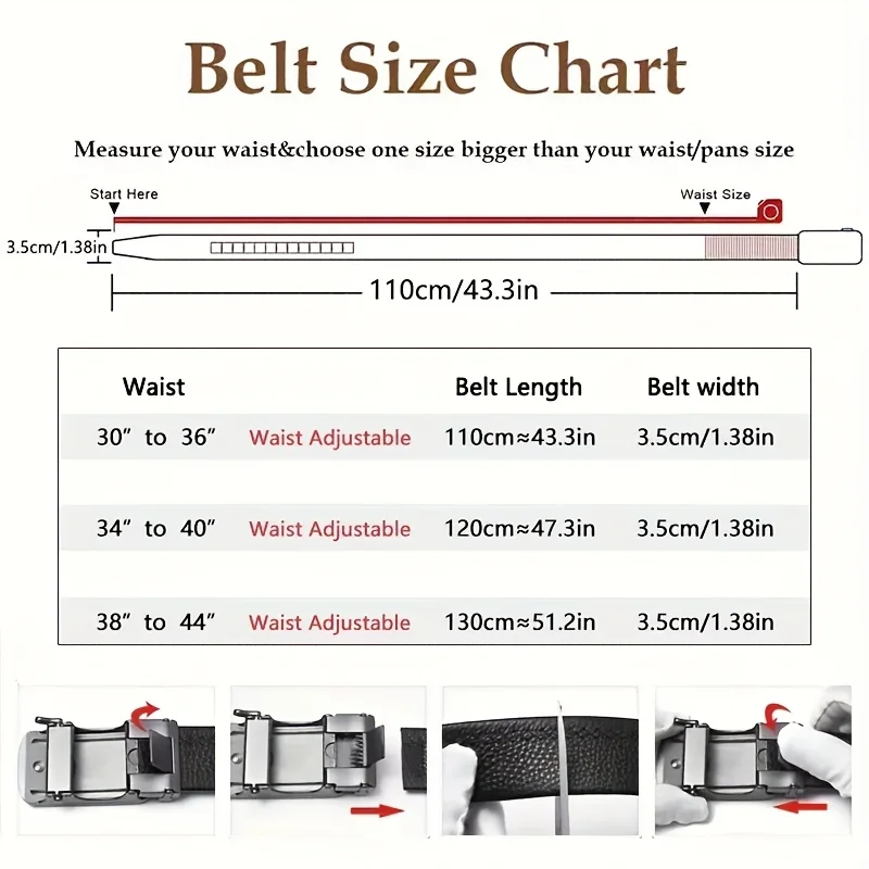 メンズ高級自動ラチェットベルト - ビジネスとカジュアルに最適な調節可能なレザーベルト、父の日のギフトに最適