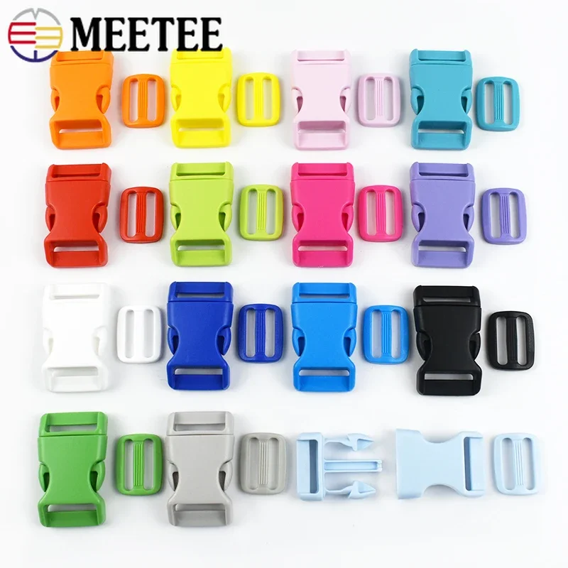 

2/5/10Set Colorful Plastic Buckle 15/20/25mm Tri-Glide Slider Clasp for Nylon Webbing Tape Release Buckles Bag Strap Adjust Hook