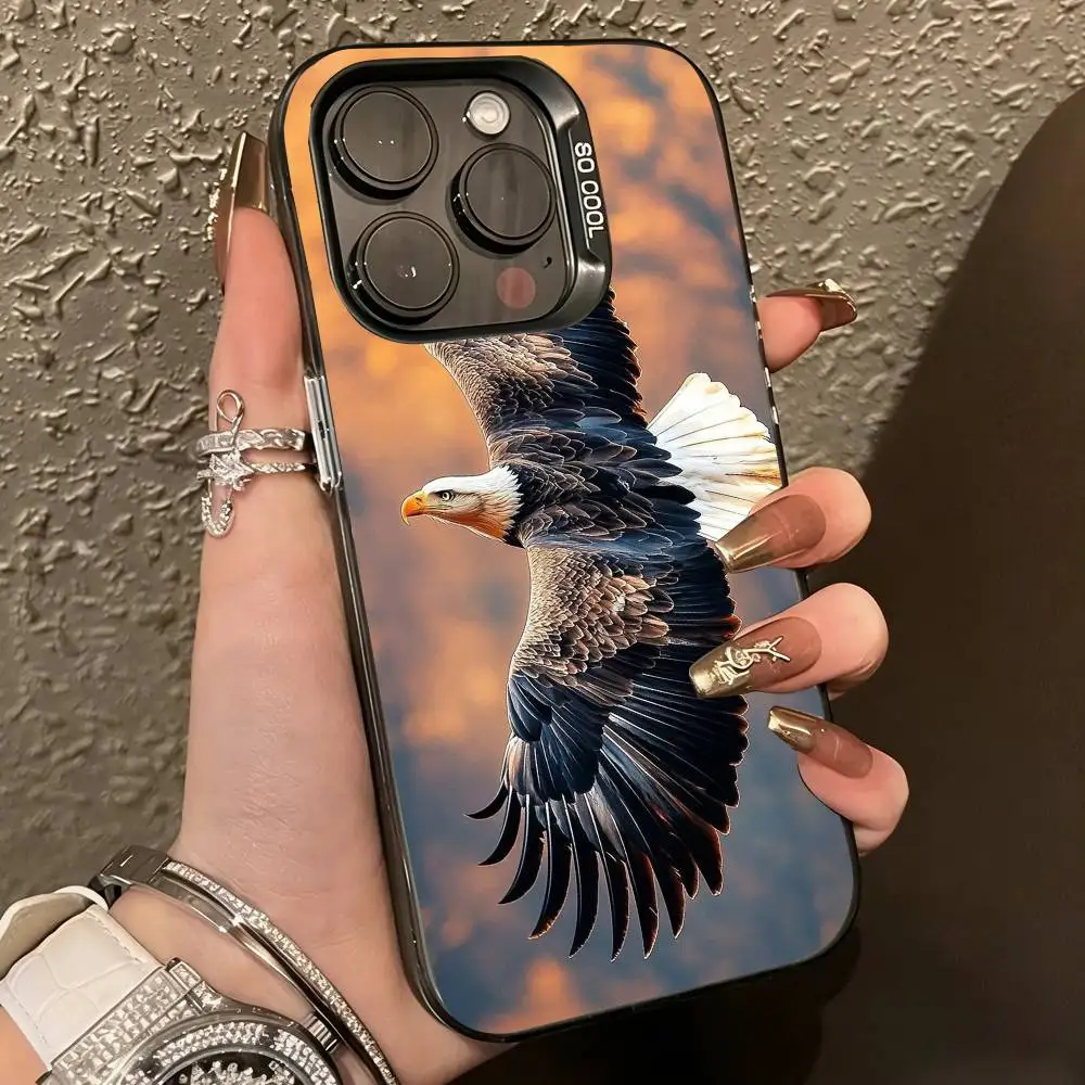 Eagle Cool-l Anima Phone Case For iPhone 17,16,15,14,13,12,11 Plus,Pro Max,XS,Colorful Silver Black Cover