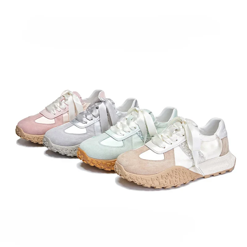 

Real Leather Women's Sports Shoes Summer Thick Soled Casual Breathable Women's Vulcanized Shoes