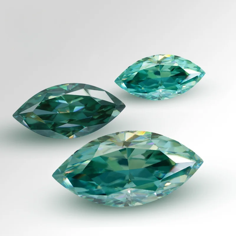 Marquise Cut Moissanite Stone 1.0/5.0CT Deep Green Brilliant Gemstone Charms Bead Advance Jewelry Making Materials With GRA