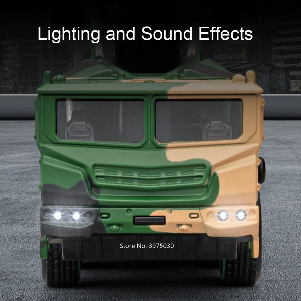 1:50 DF-17 Missile Launch Vehicles Alloy Toys Diecast Cars Model Rubber Tires Sound Light Military Models Boys Decoration Gifts