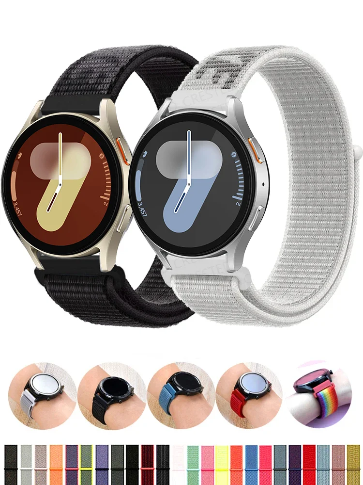 Ремешок 22 мм 20 мм для Samsung Galaxy Watch 7 6 classic 4 5 Pro 3 active/Gear S3 Нейлоновая петля Браслет Huawei watch GT 2 3 pro 4 ремешок