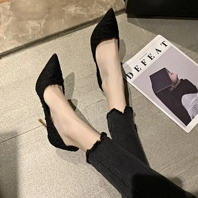 Women High Heels Pumps Pointed Toe  Stilettos Talon Femme  Sexy Ladies Wedding  Shoes Black Platform Heels