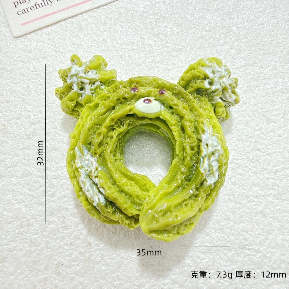 50PCS Bear Cookies 35MM Resin Accessories Cartoon Cookies DIY Phone Case Hole Shoe Flower Buckle Craft Accessories Materials