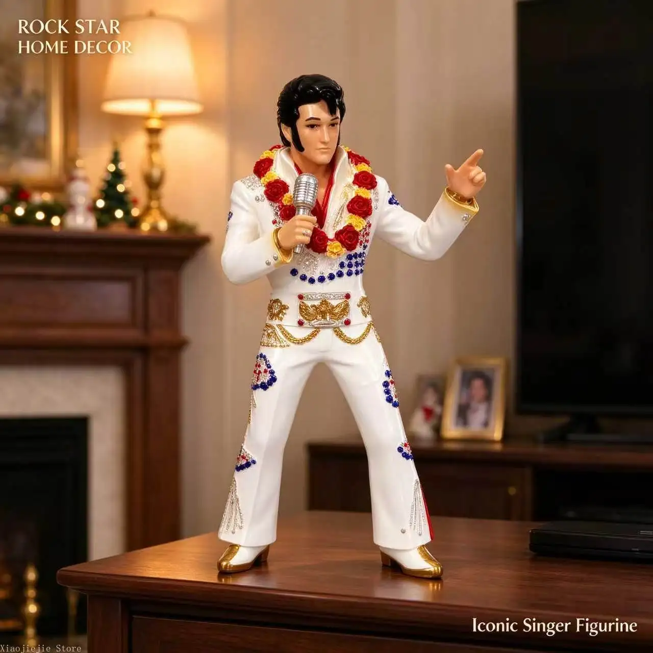 Vintage Stage Performer Resin Statue, Rock Music Character Figurine for Living Room Bar Tabletop Decoration Gift