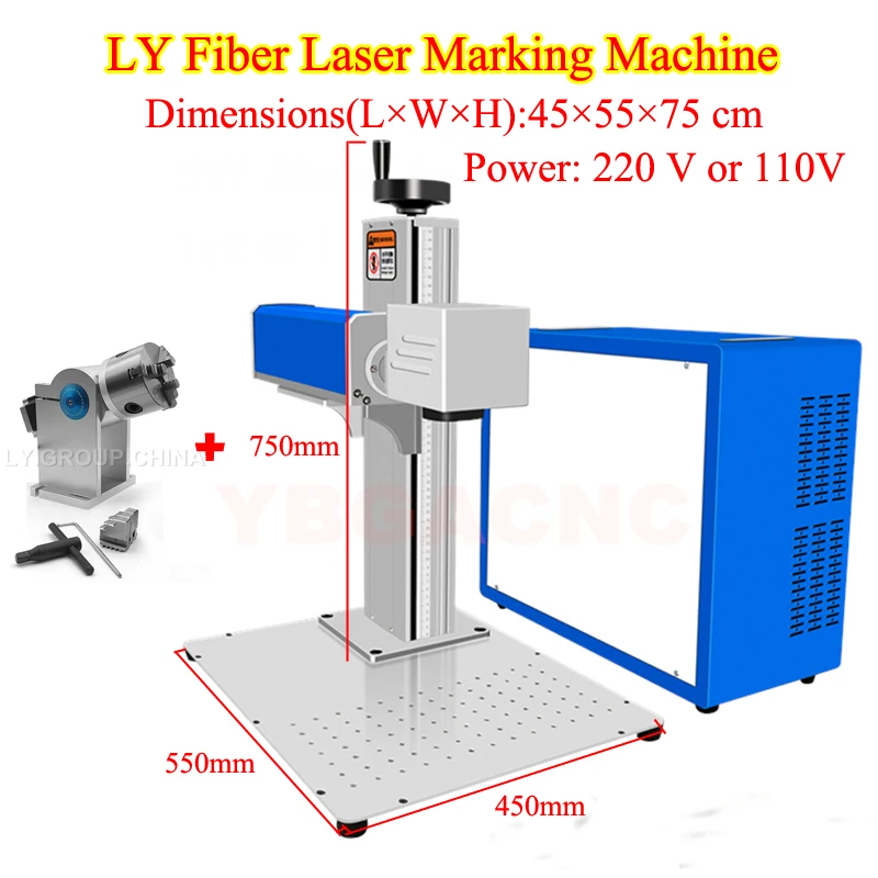 

LY Auto Focus Max Raycus 50 Вт 30 Вт 20 Вт Волоконный лазерный маркировочный станок Гравер из нержавеющей стали Металлический бизнес с поворотной осью