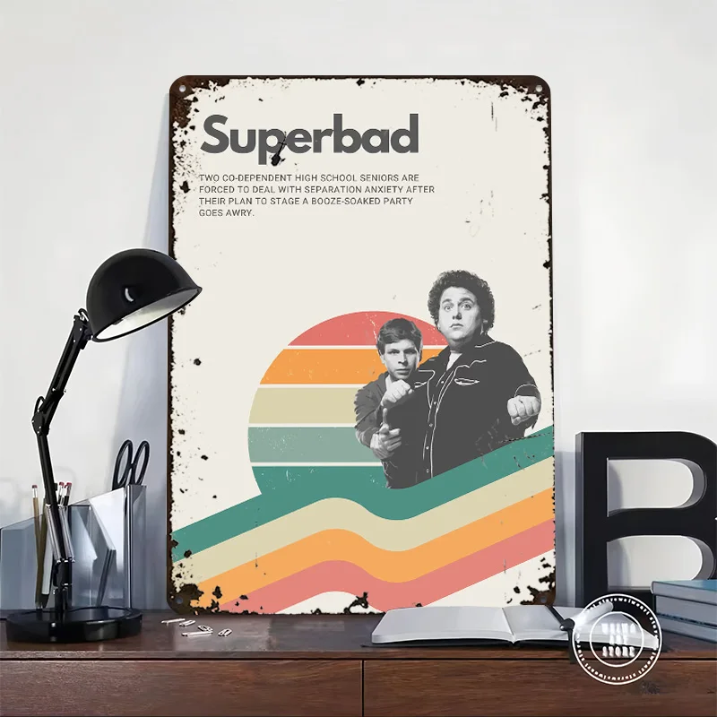 Superbad Movie Retro Style Metal Poster Customized Wall Art Retro Vintage Tinplate Signs for Man Cave Home Decor Living Room