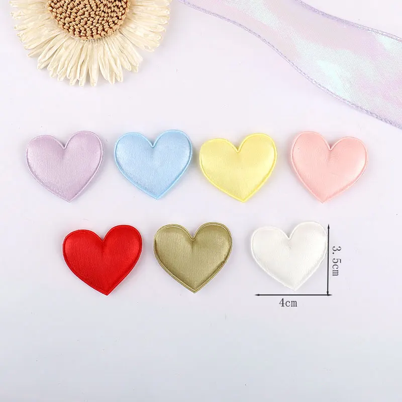 100 Stück 4CM Hitzegepresste Stoff-Herzapplikationen für DIY Handgemachte Haarspangen, Taschen, Hüte, Spielzeug und Stoffaccessoires – Detail 2