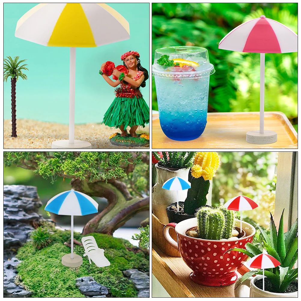 

12Pcs Mini Beach Umbrella Ornaments Safe Material Multi Functional for Staging Leisure Scenes Fits Mini Furniture Decorations