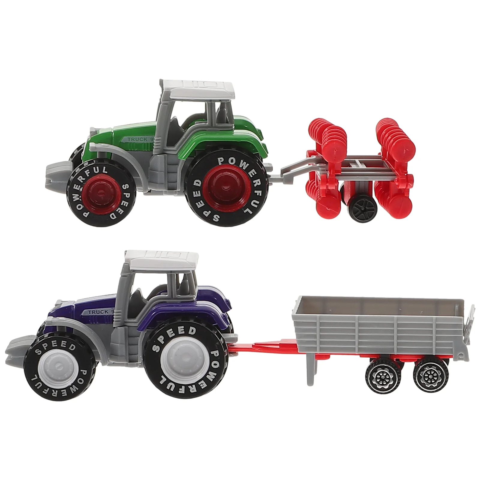 2 Pcs Plastic Tractor Farm Vehicle Model Kids Toy Truck Car Set Toddler Play Vehicles Models Railed Motor Bicycles