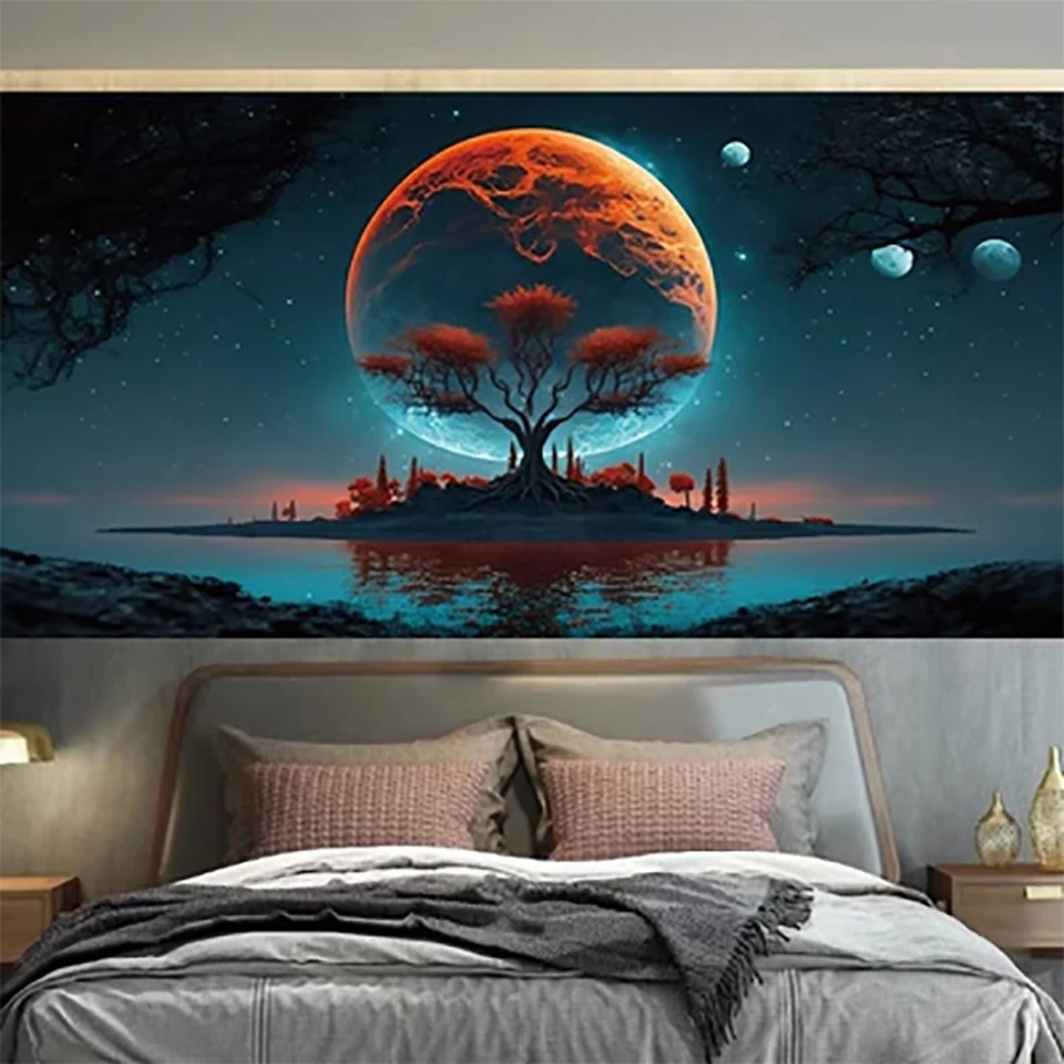 Large Size 5D Diy Diamond Painting Universe Starry Sky Night Landscape Art Full Drill Diamond Mosaic Embroidery Rhinestone W125