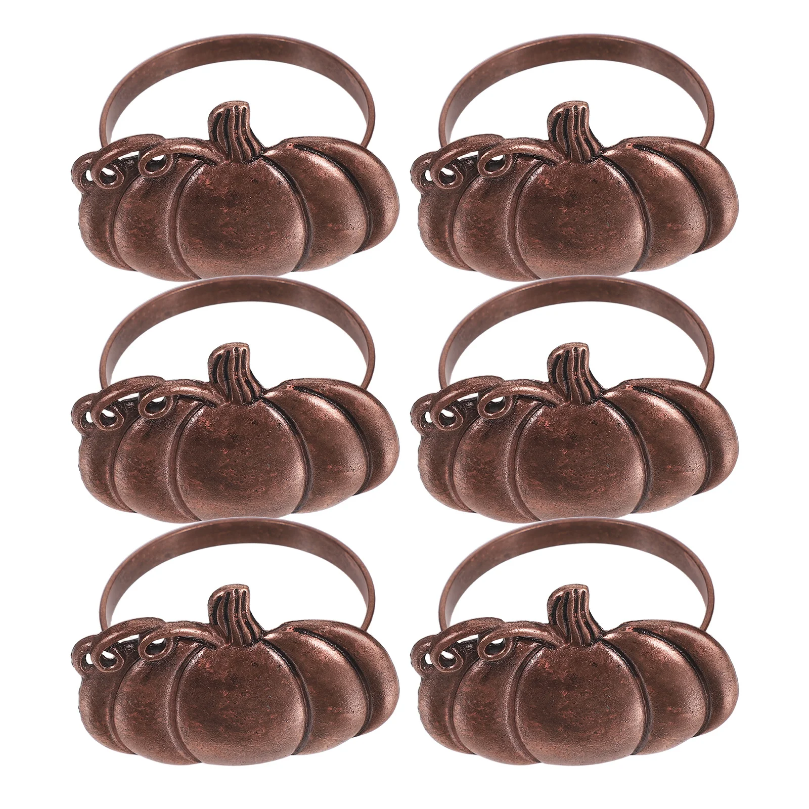 

6pcs Pumpkin Design Napkin Rings Halloween Party Napkin Holders Metal Alloy Buckles Fall Harvest Thanksgiving Decorative Table